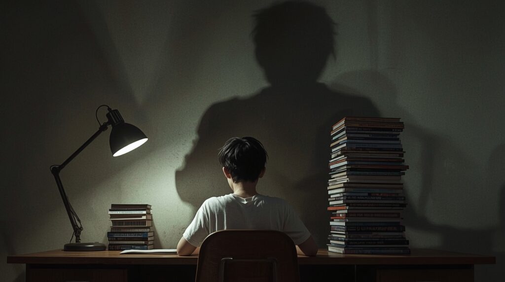 返却期限のない宿題に追われる人物